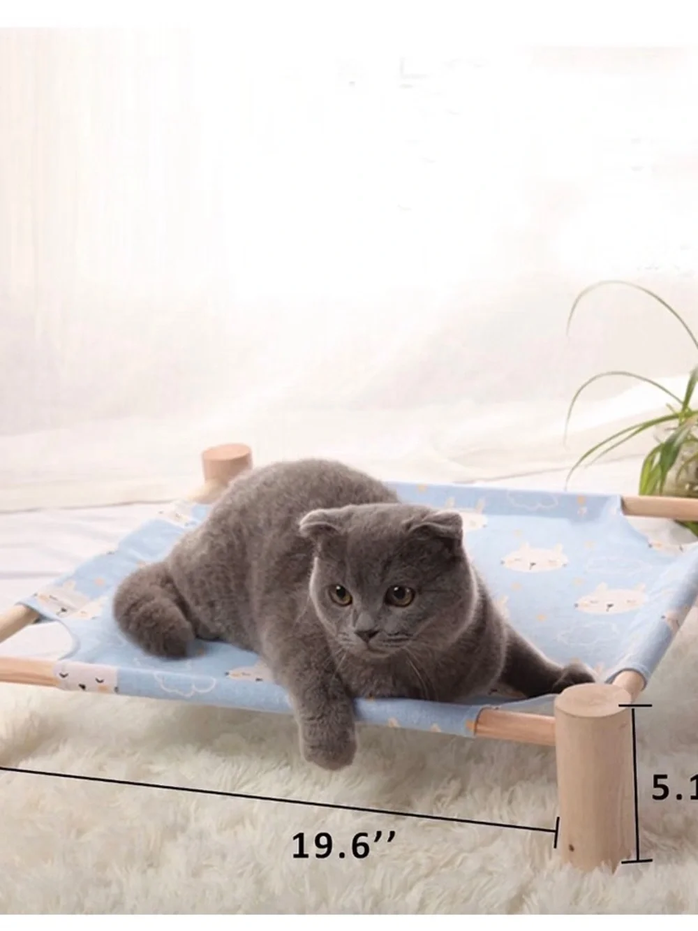 Pet Cat Hammock Bed - Blue Cloud Pattern 19.6 x 5.1 inches